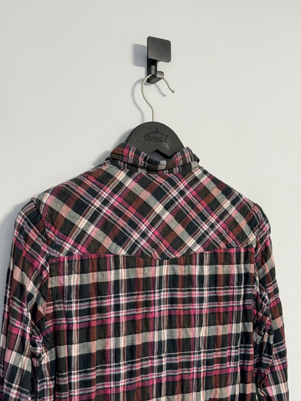 Acne Studios Acne Studios Pink Plaid Flannel Shirt Long Sleeve Size XXS / US 00 / IT 34 - 15 Thumbnail