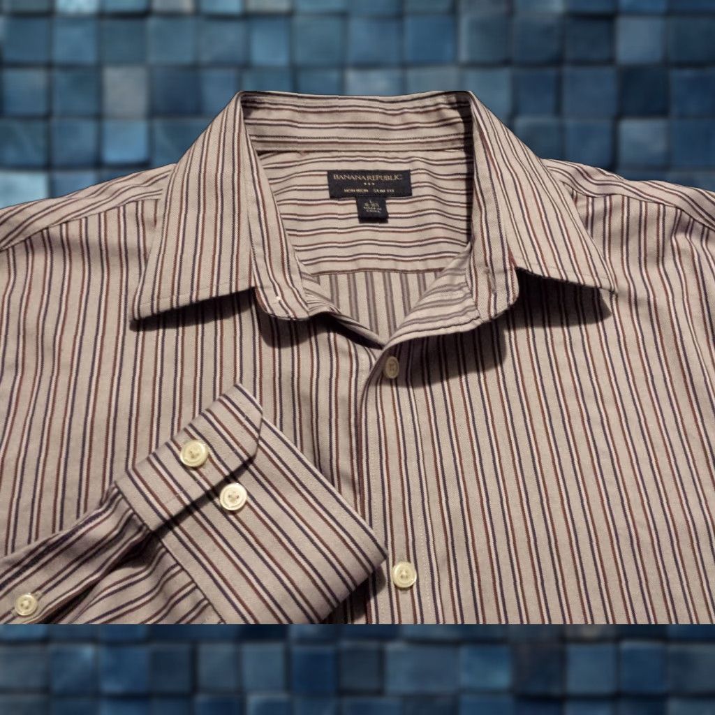 Banana Republic Banana Republic Mens Long Sleeve Button-Front Multicolor Striped Shirt L Large Multicolor Casual Shirt Men Size US L / EU 52-54 / 3 - 1 Thumbnail