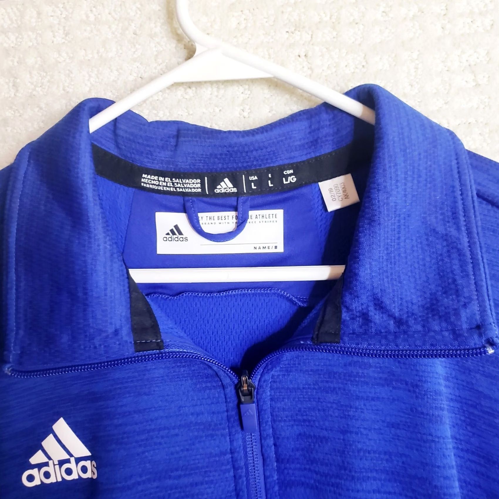 Adidas Adidas Men's L Blue 1/4 Zip Athletic Climalite Outdoors Sports Jacket Pullover Size US L / EU 52-54 / 3 - 6 Thumbnail