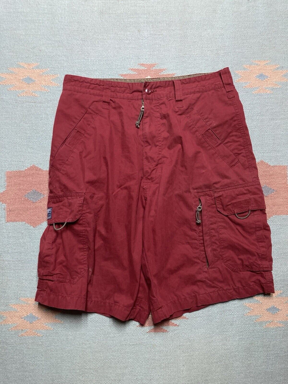 American Eagle Outfitters × Vintage y2k American eagle cargo shorts baggy skater dark red 33 Size US 33 - 4 Thumbnail