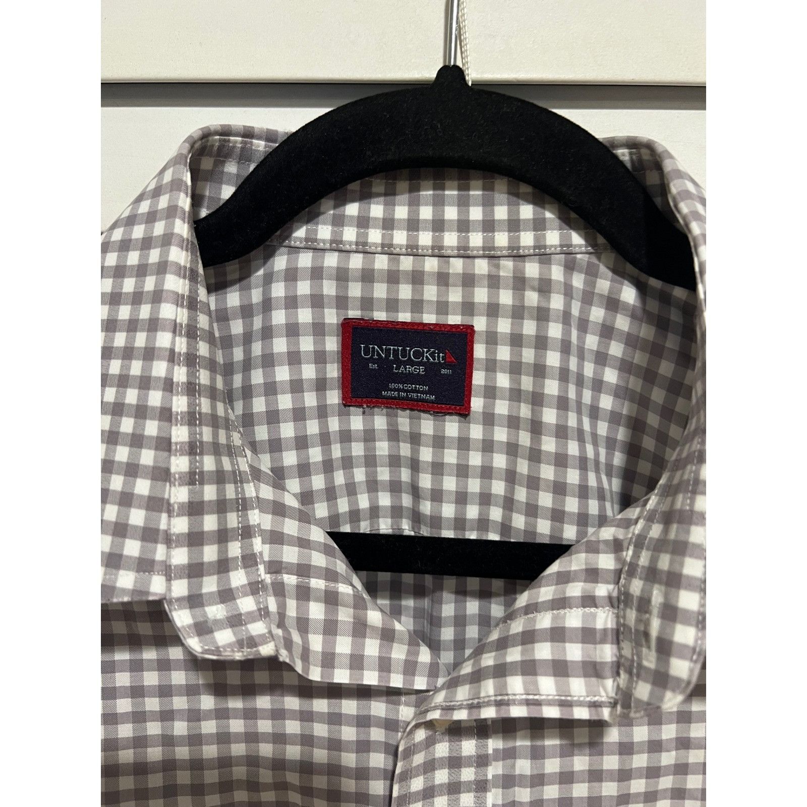 UNTUCKit UNTUCKit Mens Large Gray White Gingham Checkered Long Sleeve Size US L / EU 52-54 / 3 - 2 Thumbnail