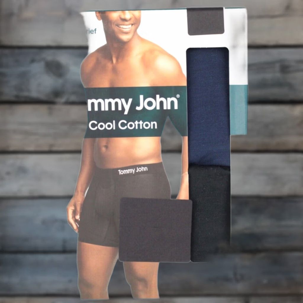 Vintage Tommy John Men's 6 Boxer Briefs 2 Pack Cool Cotton S Small Navy / Black Size 36R - 1 Thumbnail