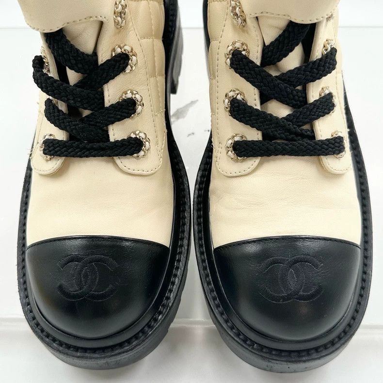 Chanel Chanel Black and White Short Boots -2505 Size US 4.5 / IT 34.5 - 6 Thumbnail
