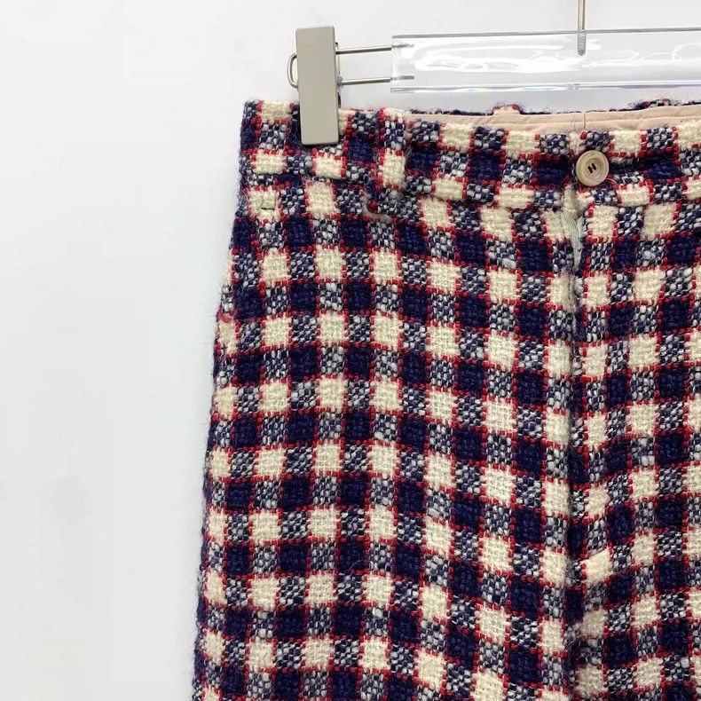 Gucci Gucci Color-blocked plaid wool woven casual wide-leg trouse Size 26" / US 2 / IT 38 - 3 Thumbnail