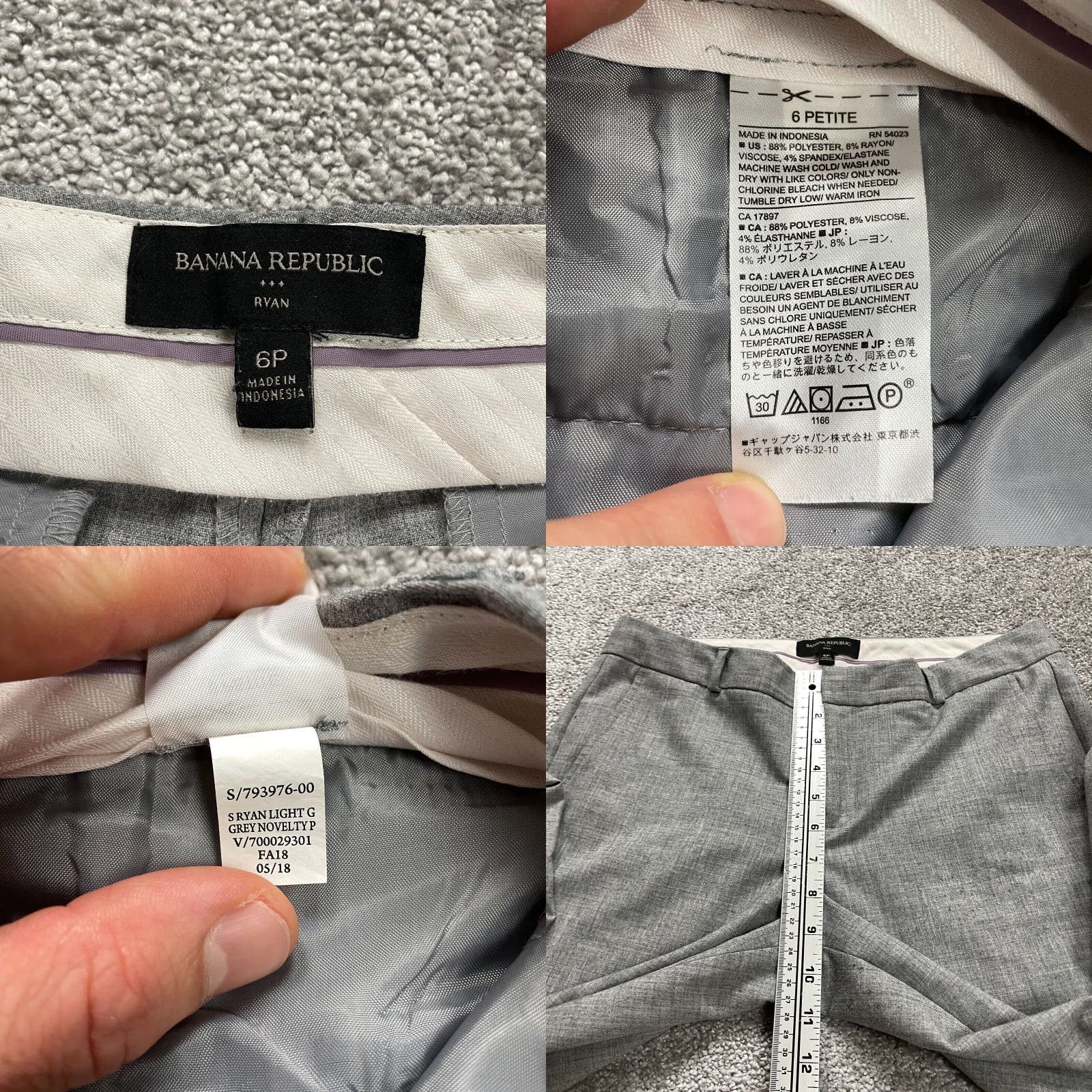Banana Republic Banana Republic Dress Pants Womens 6P Gray Straight Leg Mid Rise Work 32x27 Size 28" / US 6 / IT 42 - 8 Thumbnail