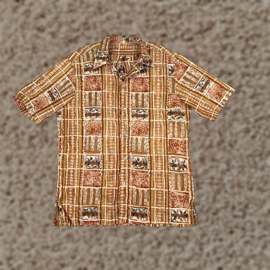 Tori Richard VINTAGE Tori Richard Shirt Men Beige Floral Tile Button-Up Cotton Hawaiian 80s Size US M / EU 48-50 / 2 - 1 Thumbnail