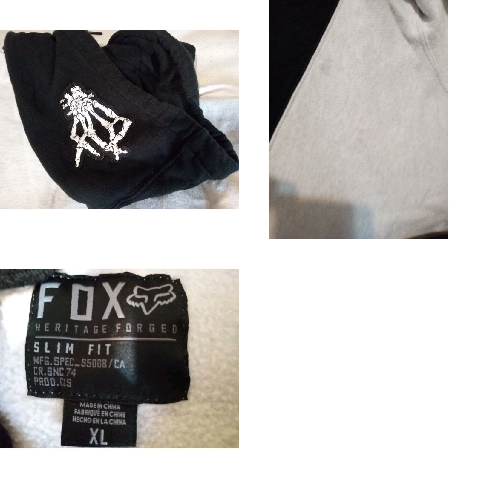 VINTAGE Fox Racing Full Zip Hoodie Mens XL Heritage Forged Y2K Black White Multicolor Logo Graphic Print Hooded Sports Casual Fall Winter Men