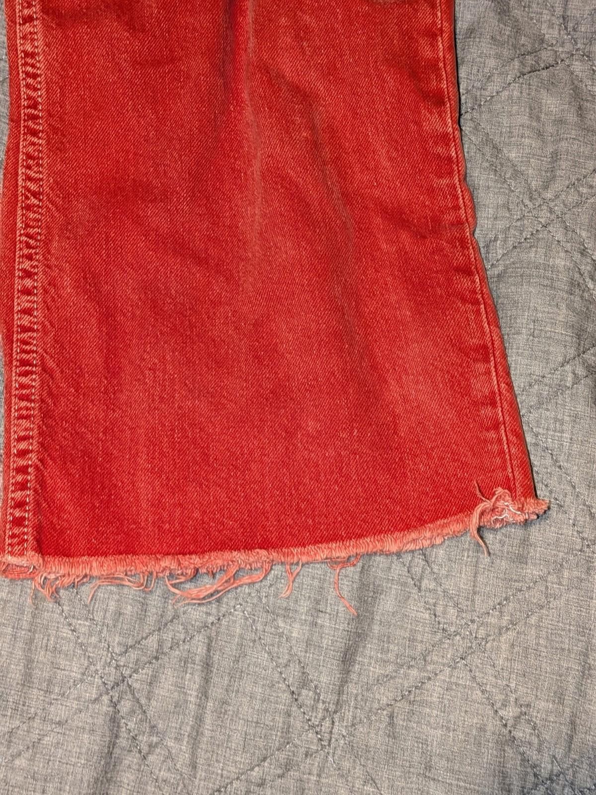 Zara Zara Woman Premium Red Straight Leg High Wasted Denim Jeans Size 27" / US 4 / IT 40 - 6 Thumbnail