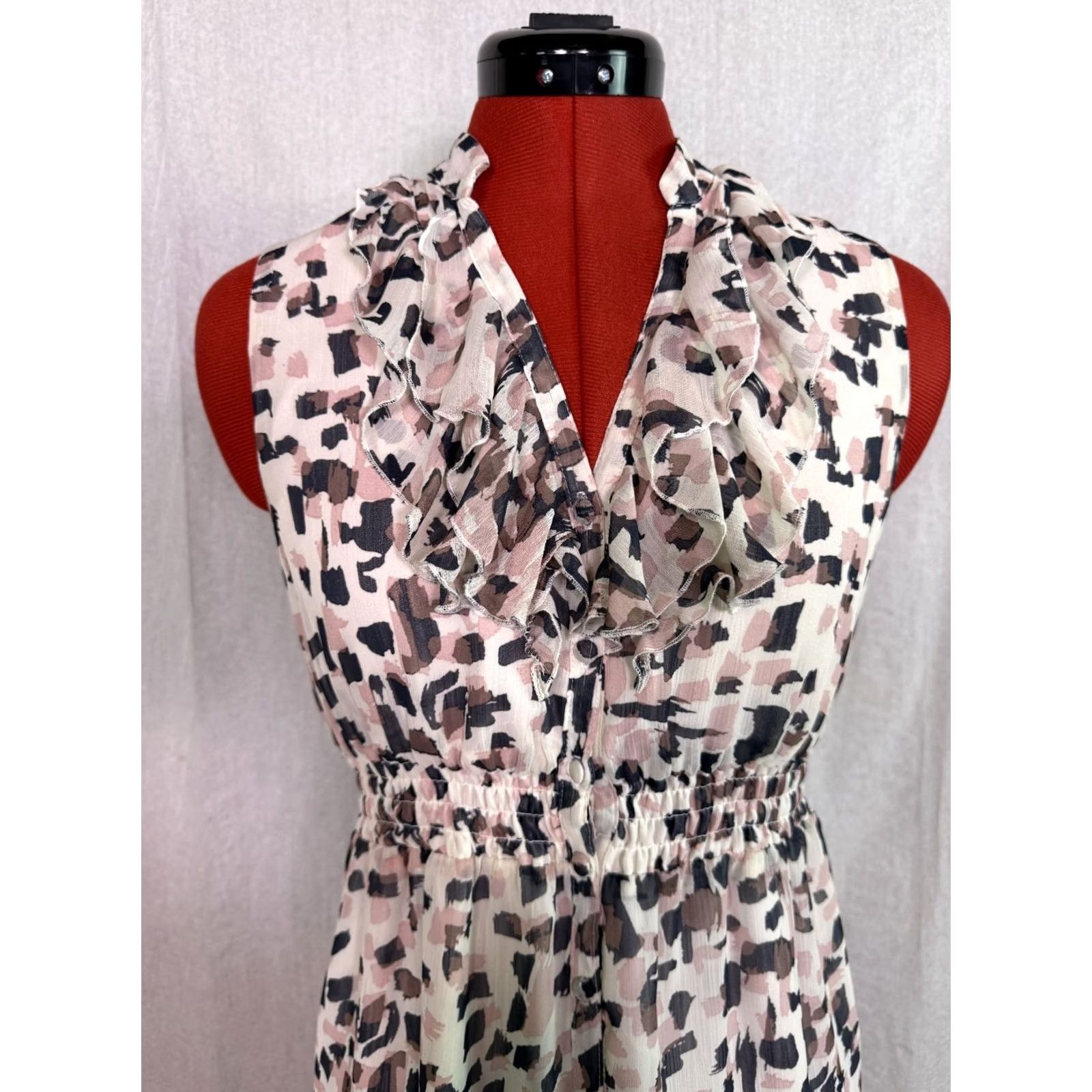 Vintage Charlotte Russe Dress Womens Size 2 V Neck Knee Length Dark Pastel Dress D867 Size XS / US 0-2 / IT 36-38 - 2 Thumbnail