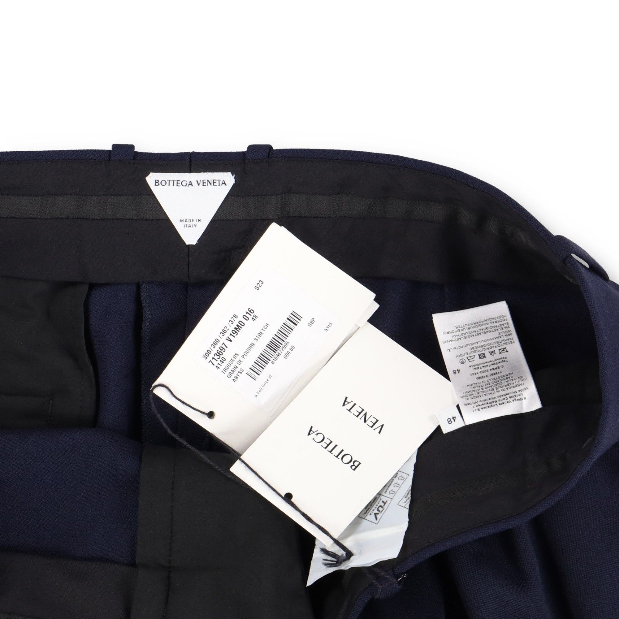 Bottega Veneta Navy Blue Stretch Wool Lapelled Trousers Size 36" / US 14 / IT 50 - 5 Thumbnail