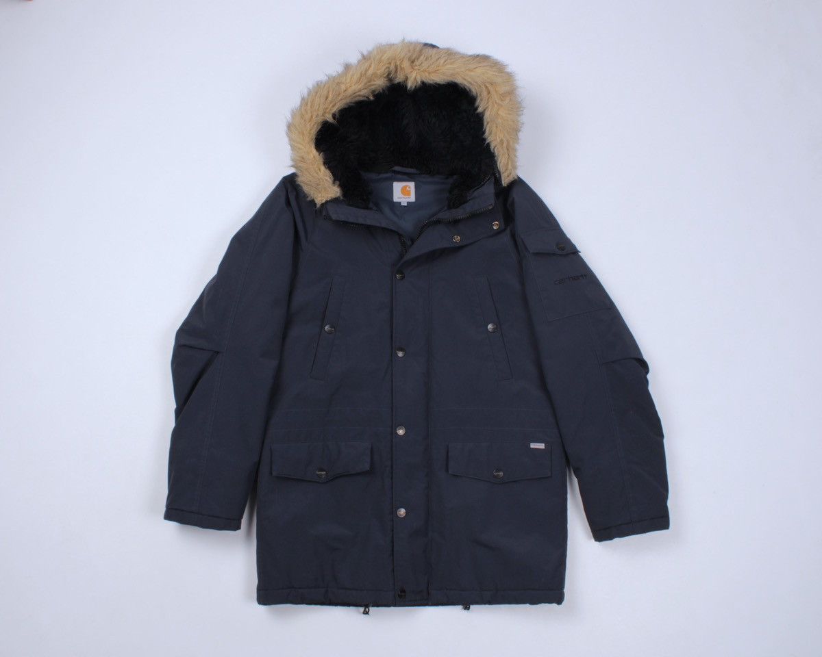 CARHARTT WIP Anchorage Parka Nylon Blue Fur Hooded