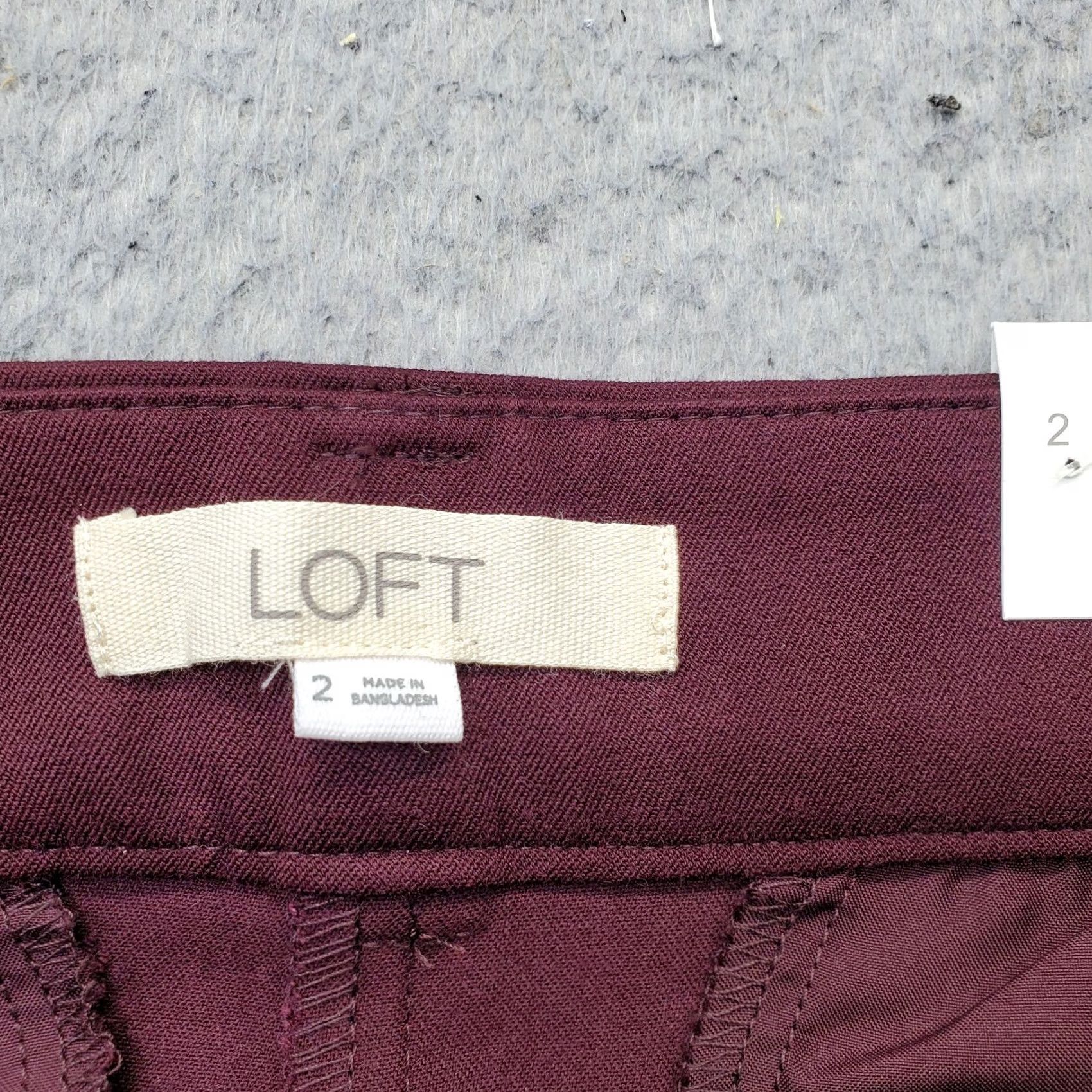 Loft LOFT The Sutton Ankle Flare Pants Womens 2 Burgundy Stretch Regular Flat Front Pants Womens 2 Burgundy LOFT Size 26" / US 2 / IT 38 - 7 Thumbnail