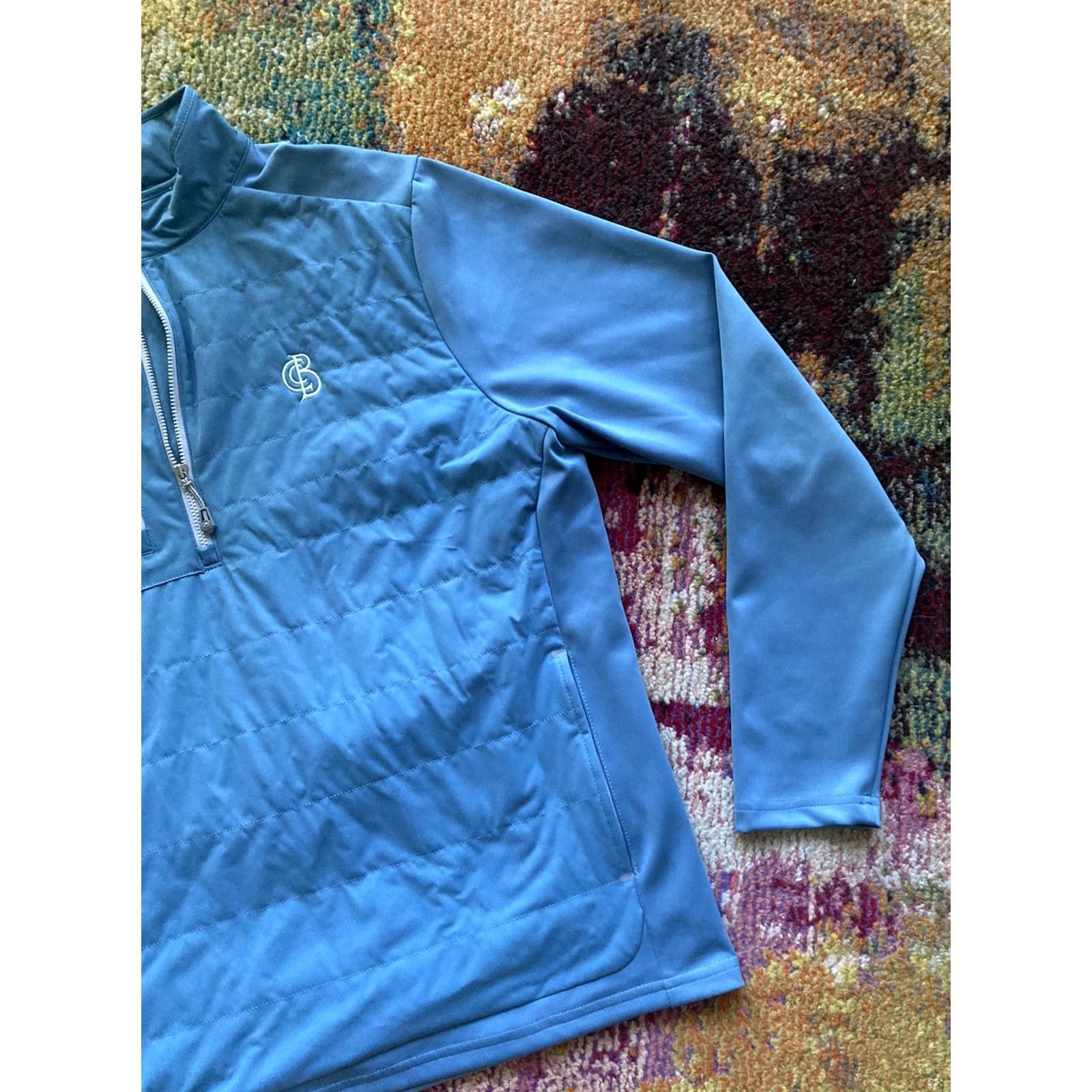 Peter Millar Peter Millar Jacket Mens Medium Weld Elite Hybrid 1/2 Zip Performance Light Blue Windbreaker Blue M Mens Size US M / EU 48-50 / 2 - 3 Thumbnail
