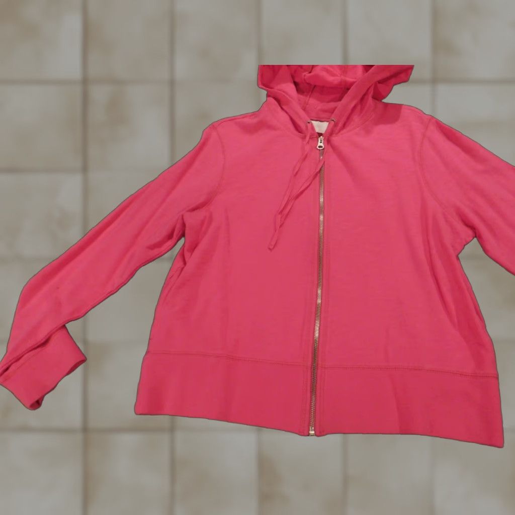 Izod IZOD Sweater Womens L Pink Full Zip Hoodie Stretch Cable-Knit Raglan Sleeve Classic Knit Size L / US 10 / IT 46 - 1 Thumbnail
