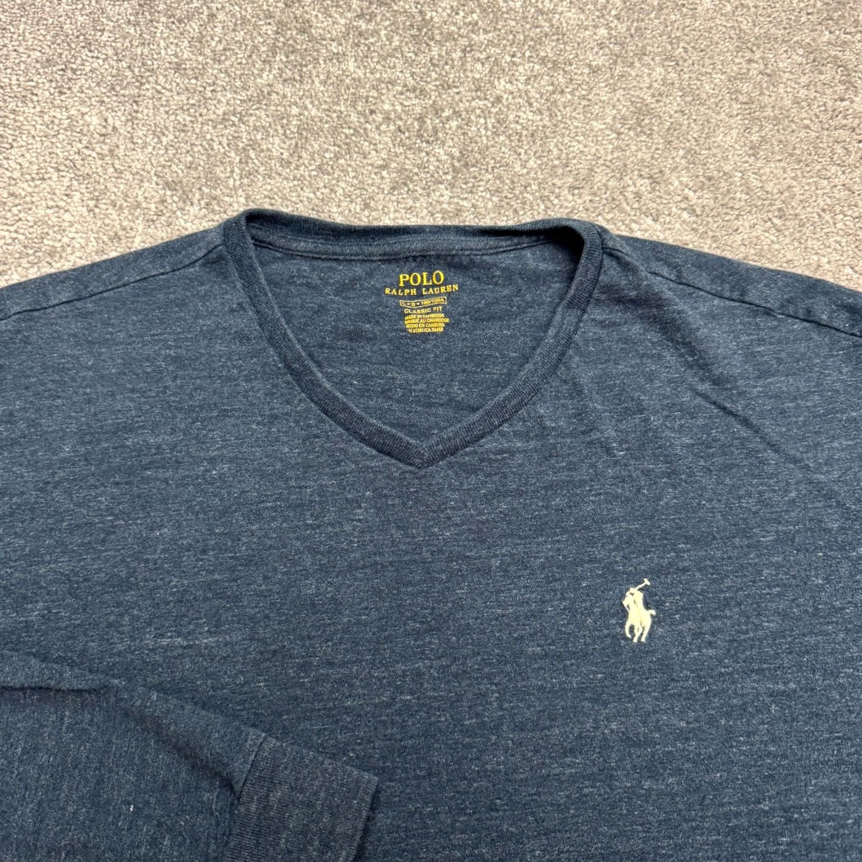 Polo Ralph Lauren Polo Ralph Lauren T-Shirt Long Sleeve Mens Large Blue V-Neck Tee Classic Fit Shirt Size US L / EU 52-54 / 3 - 3 Thumbnail