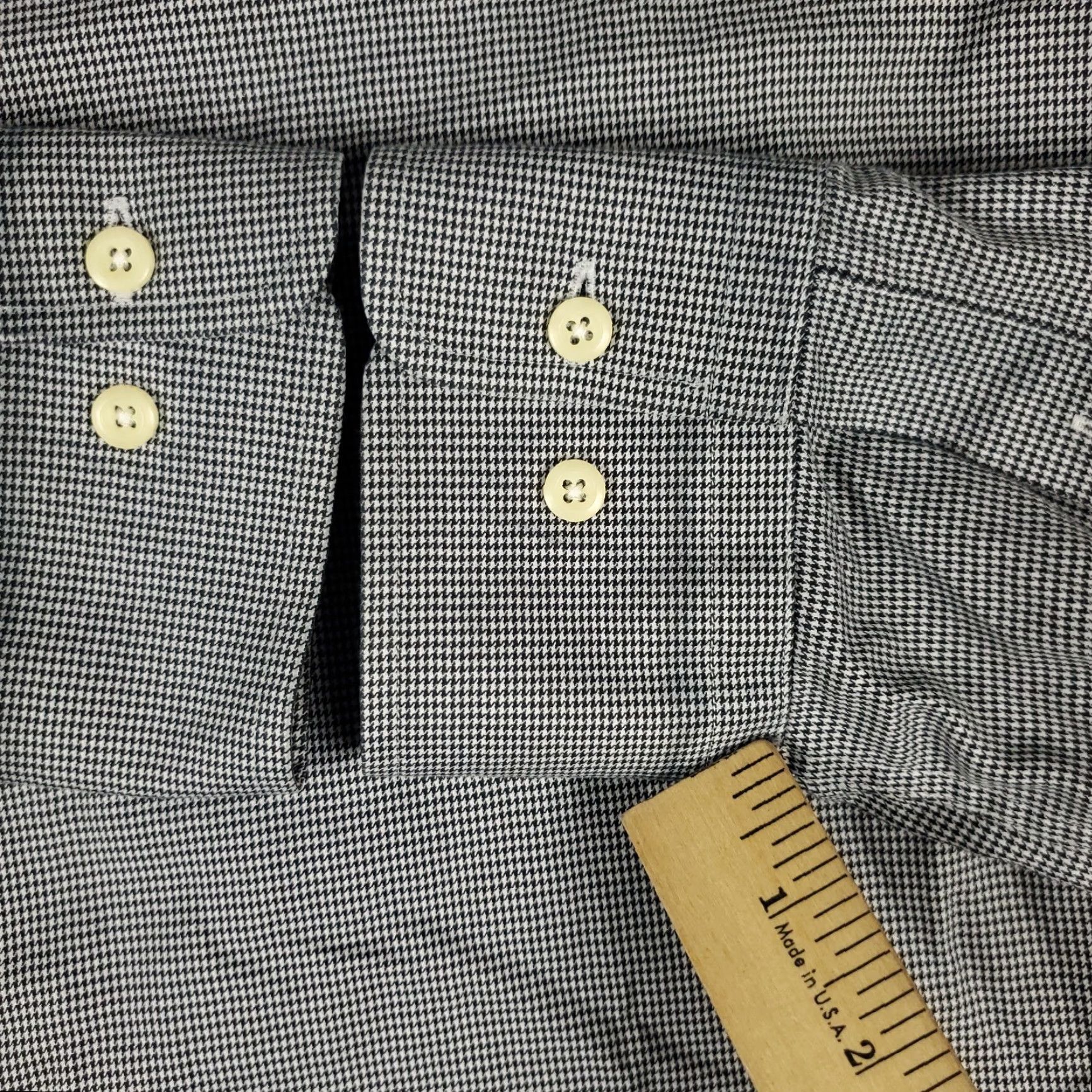 David Donahue David Donahue Dress Shirt Mens 16.5 Blue Houndstooth Pattern Long Sleeve Button Up 100% Cotton Regular Navy Mens Size 42R - 4 Thumbnail