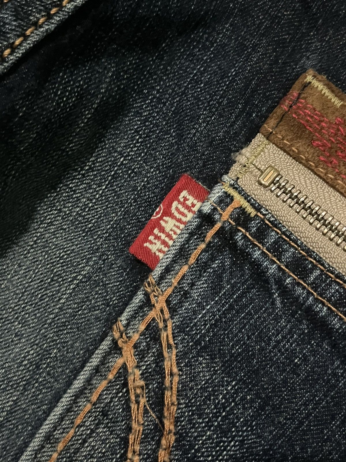 Edwin ⚡️Baggy⚡️Edwin Exclusive Vintage XV Distressed Dark Wash Jeans Size US 36 / EU 52 - 9 Thumbnail