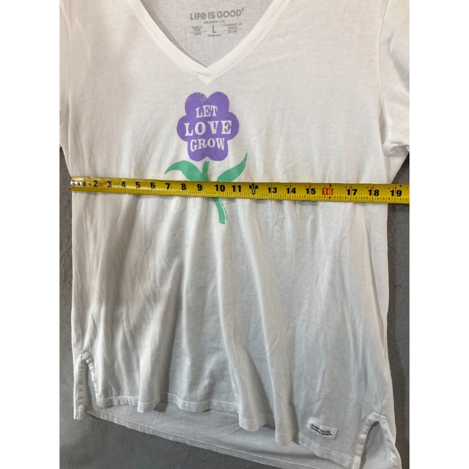 Life is Good Life is Good T-Shirt Women L White V-Neck Crusher Lite Let Love Grow Flower Size L / US 10 / IT 46 - 2 Thumbnail