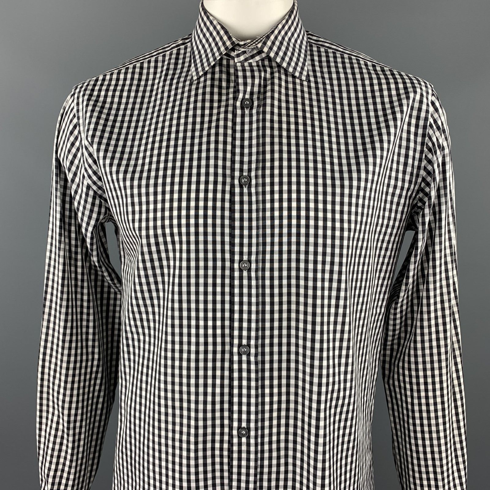 Paul Smith PAUL SMITH Size L Checkered French Cuff Long Sleeve Shirt Size US L / EU 52-54 / 3 - 2 Thumbnail