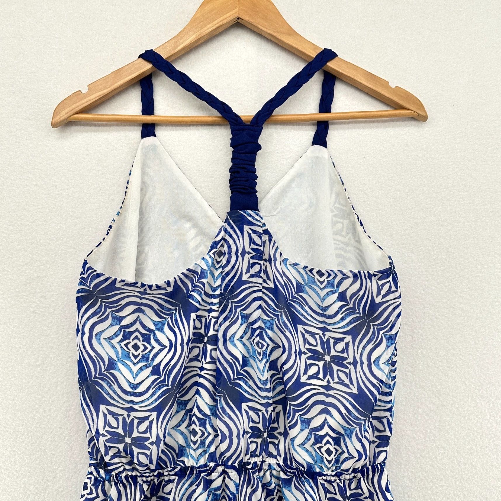 Vintage Adelyn Rae Romper Shorts Racerback Blue Drawstring Waist V-Neck Womens XS Size 26" / US 2 / IT 38 - 6 Thumbnail