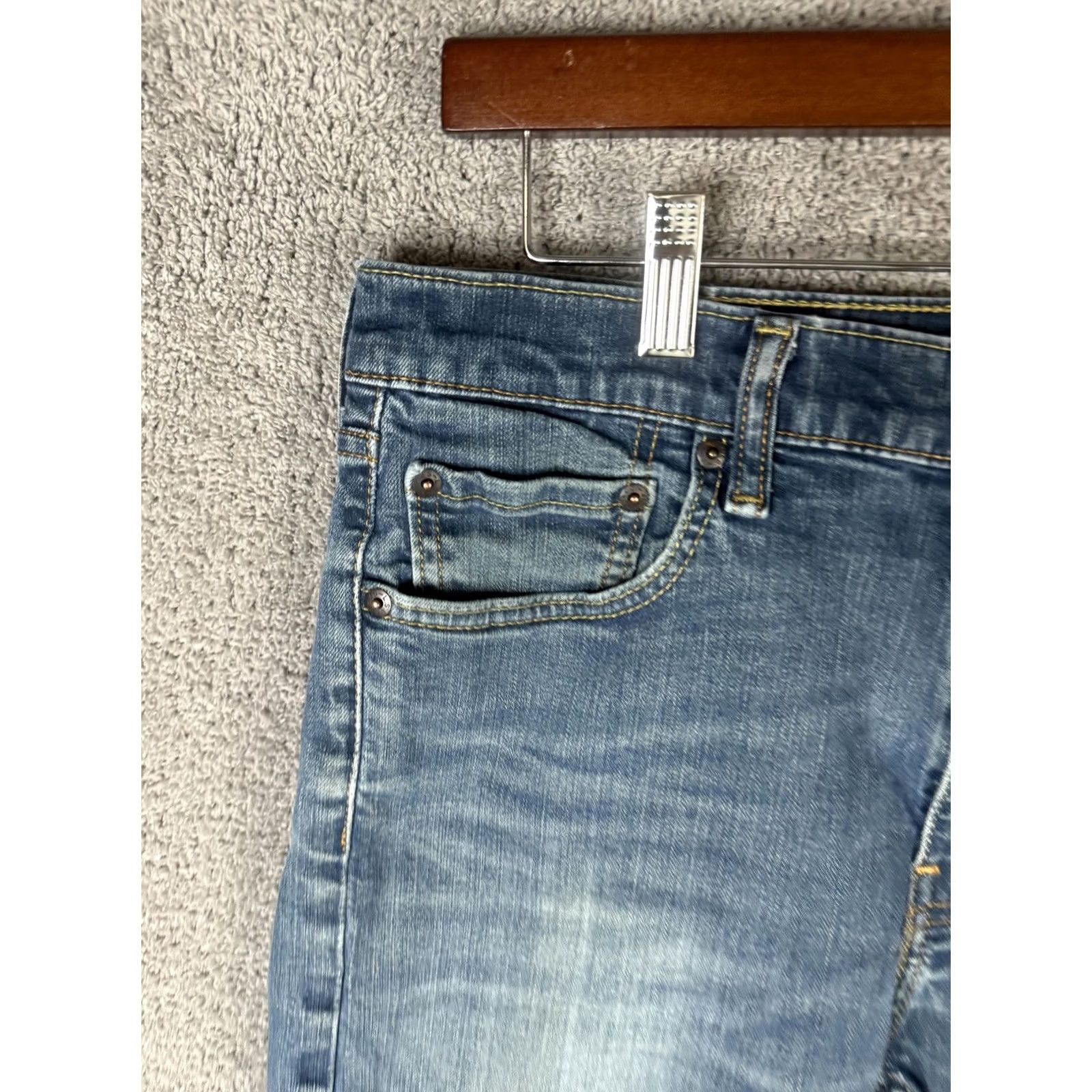 Levi's Levi's 502 Jeans Mens 33x30 Blue Tapered Leg Stretch Distressed Denim Medium Wash Size US 33 - 2 Thumbnail