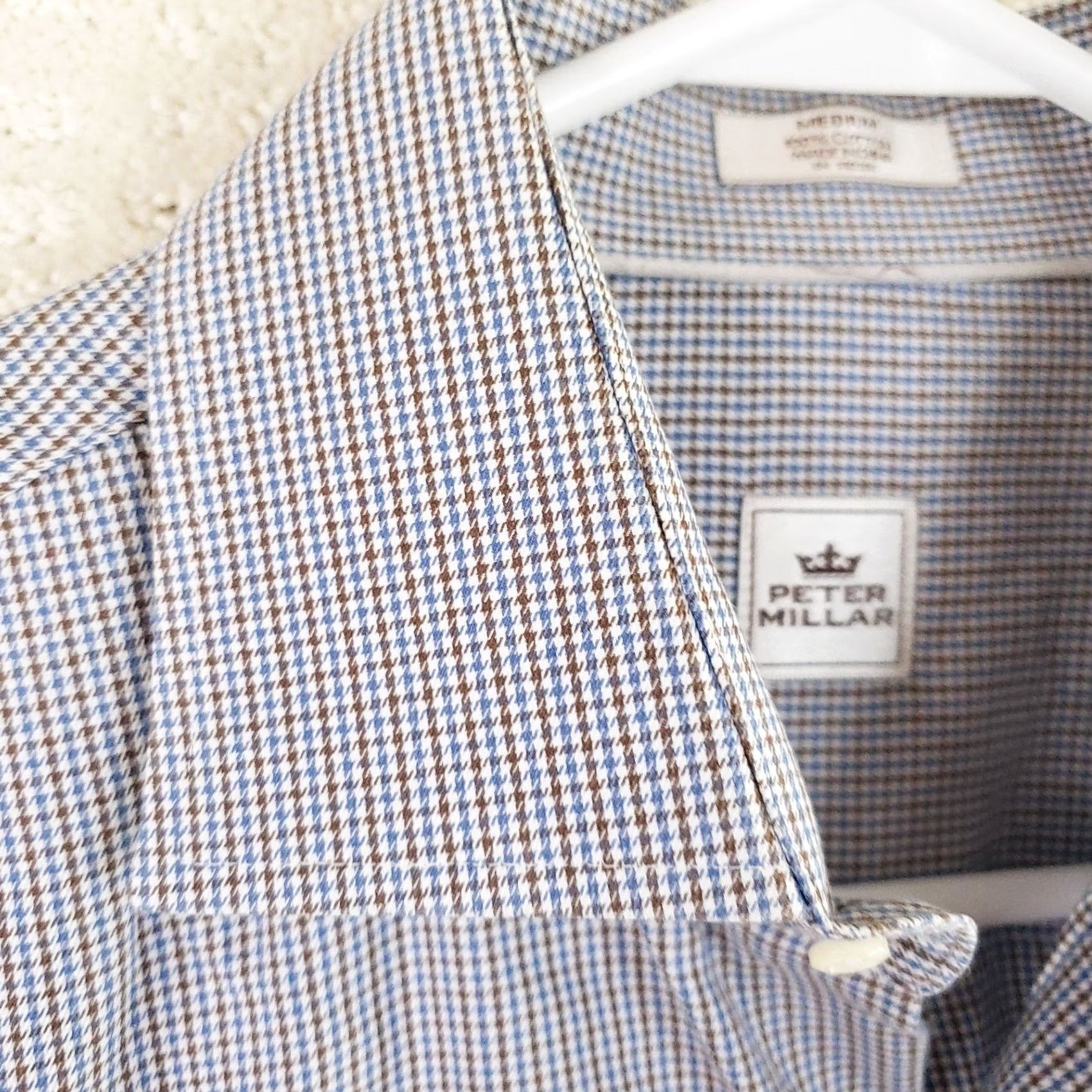 Peter Millar Peter Millar Men’s Dress Shirt M Blue Green White Check Button-Down Long Sleeve Shirt Mens Regular Redefined? Size 40R - 6 Thumbnail