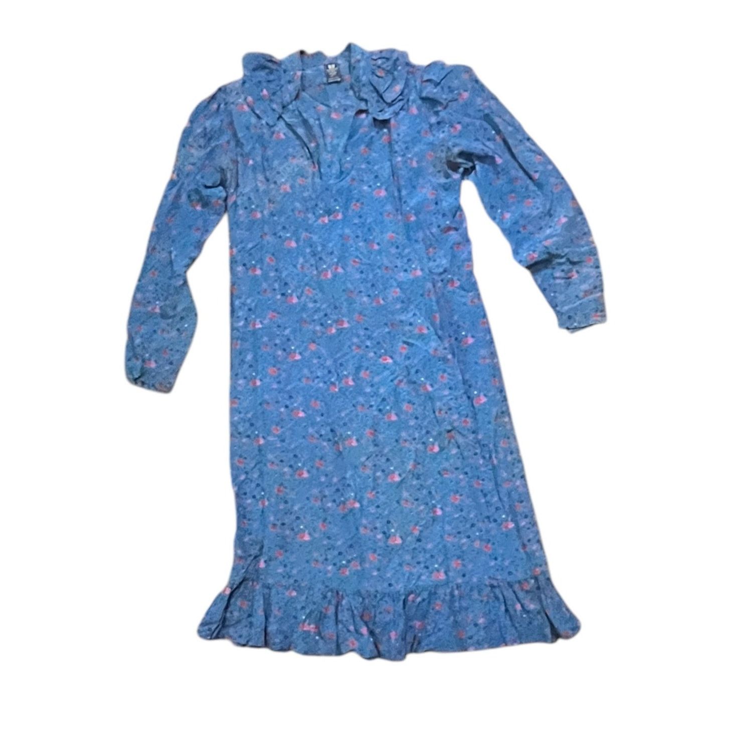 Emanuel Ungaro Emanuel Ungaro Blue Floral Ruffled V-Neck Dress Size M Size M / US 6-8 / IT 42-44 - 1 Thumbnail