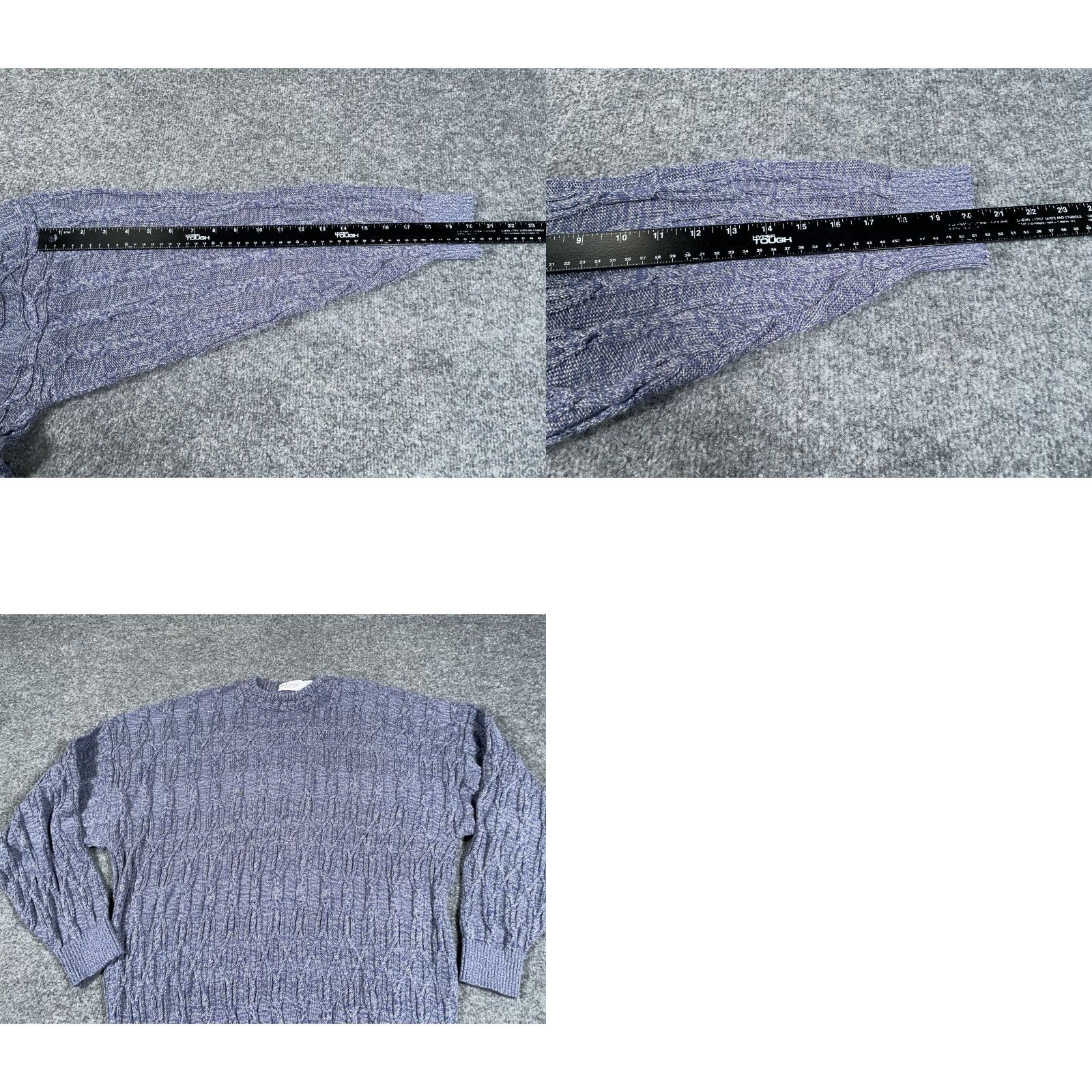 Vintage VINTAGE St. Croix Men's Sweater Pullover Cable Knit Crew Neck Adult Large Gray Blue Cotton Fall Winter Size US L / EU 52-54 / 3 - 8 Thumbnail