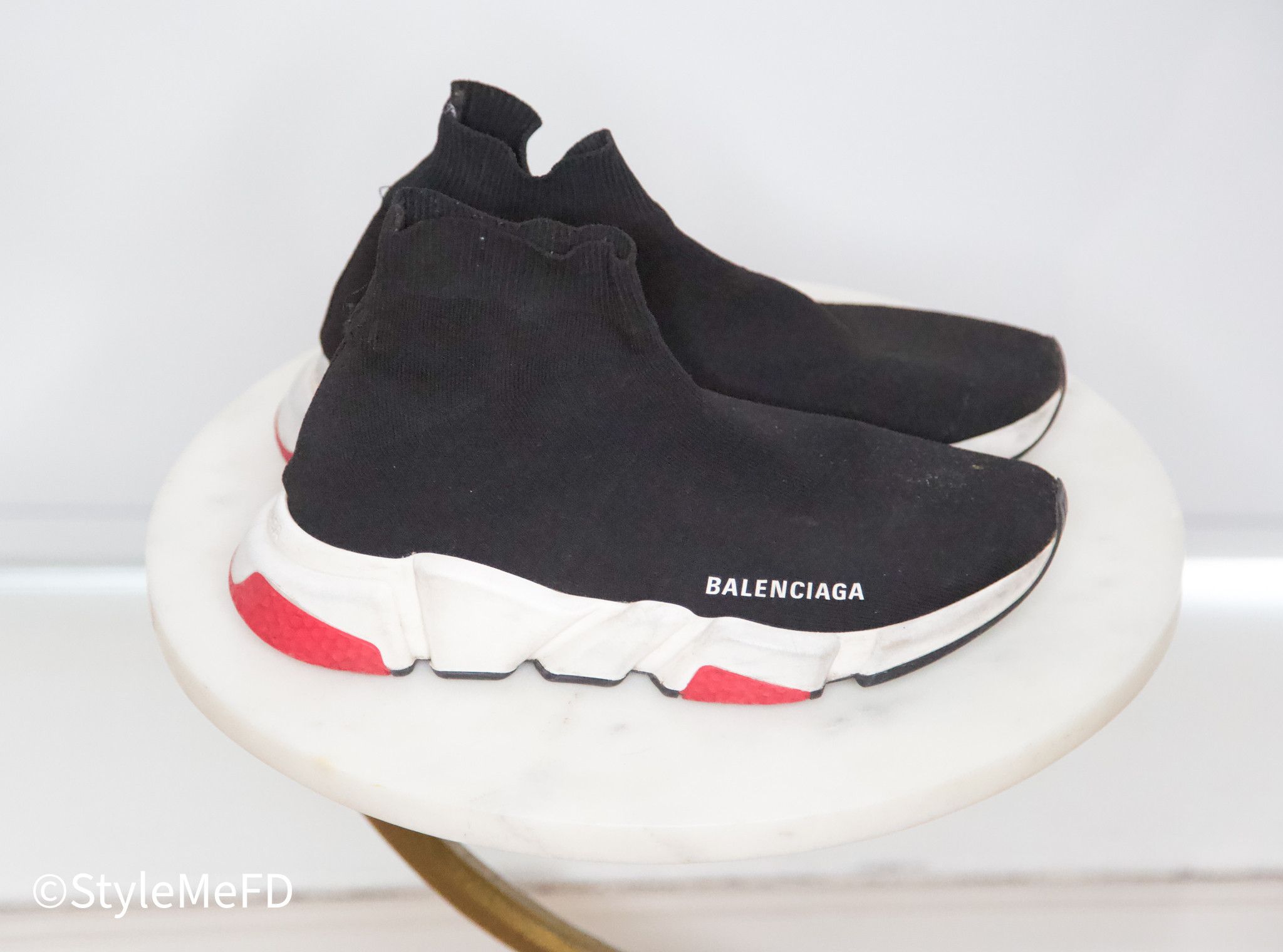 Balenciaga Balenciaga "Speed Sneakers" in Black with White & Red Detail Size US 9 / IT 39 - 1 Thumbnail