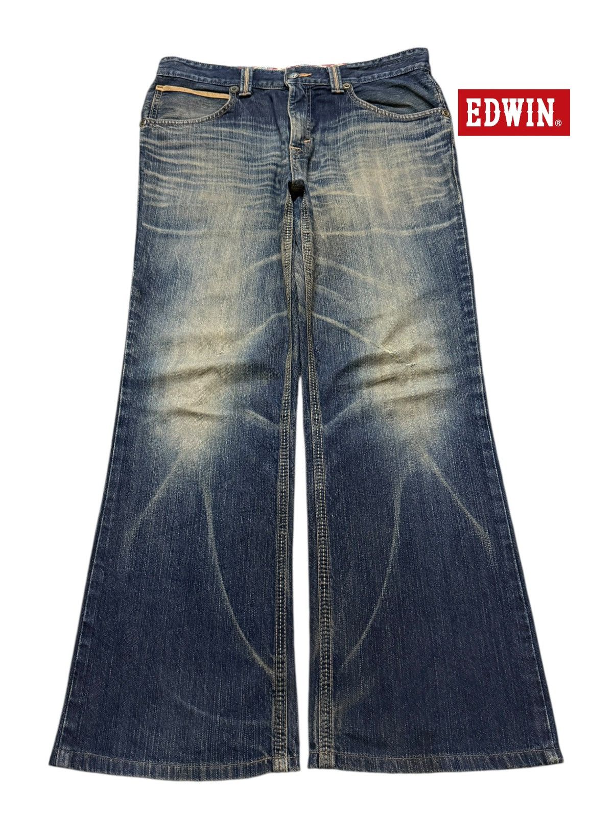 Edwin Vintage Y2K Edwin XV Faded Wash Clawmark Wide Leg Baggy Size US 36 / EU 52 - 1 Thumbnail