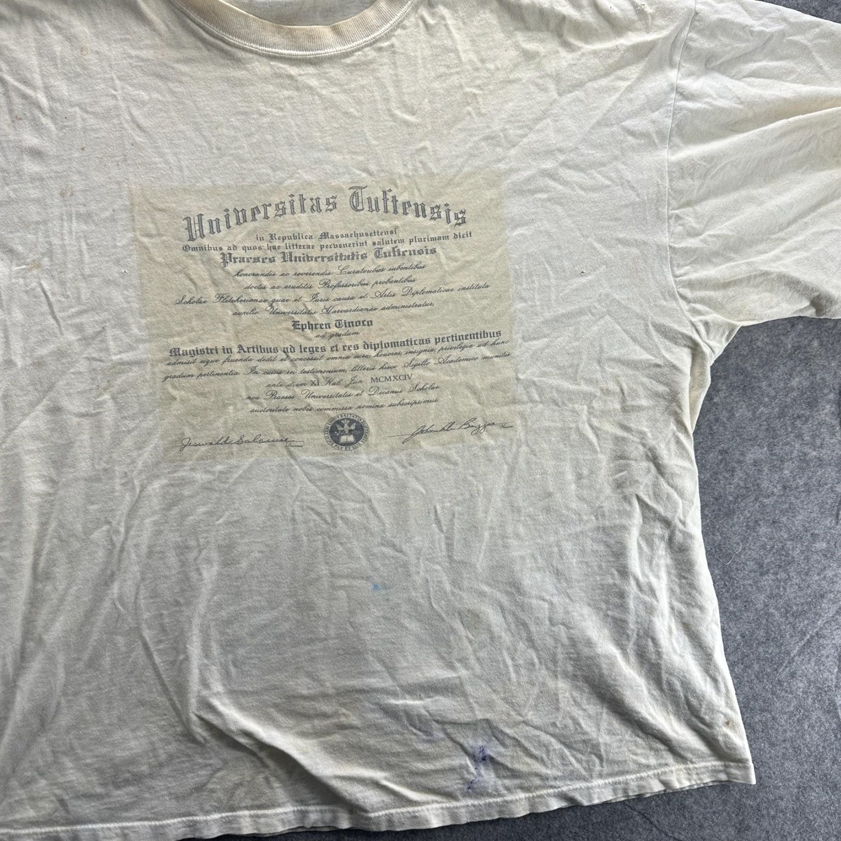 Soffe VINTAGE Tufts University College 90s T-Shirt Mens 2XL White Graphic Cotton Short Sleeve Size US XXL / EU 58 / 5 - 4 Thumbnail