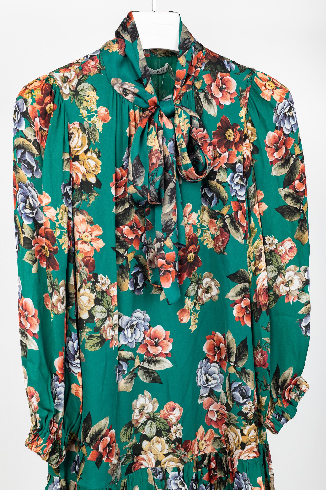 Alice + Olivia Alice + Olivia Merrilee Floral Tie-Neck Tiered Ruffle Dress Size S / US 4 / IT 40 - 3 Thumbnail