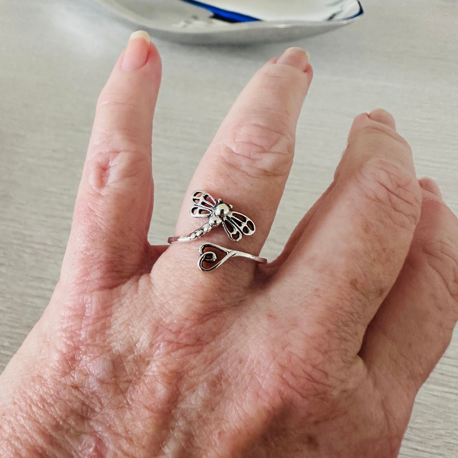 Other Dragonfly Heart Sterling Silver Ring, Oxidized Size ONE SIZE - 12 Thumbnail