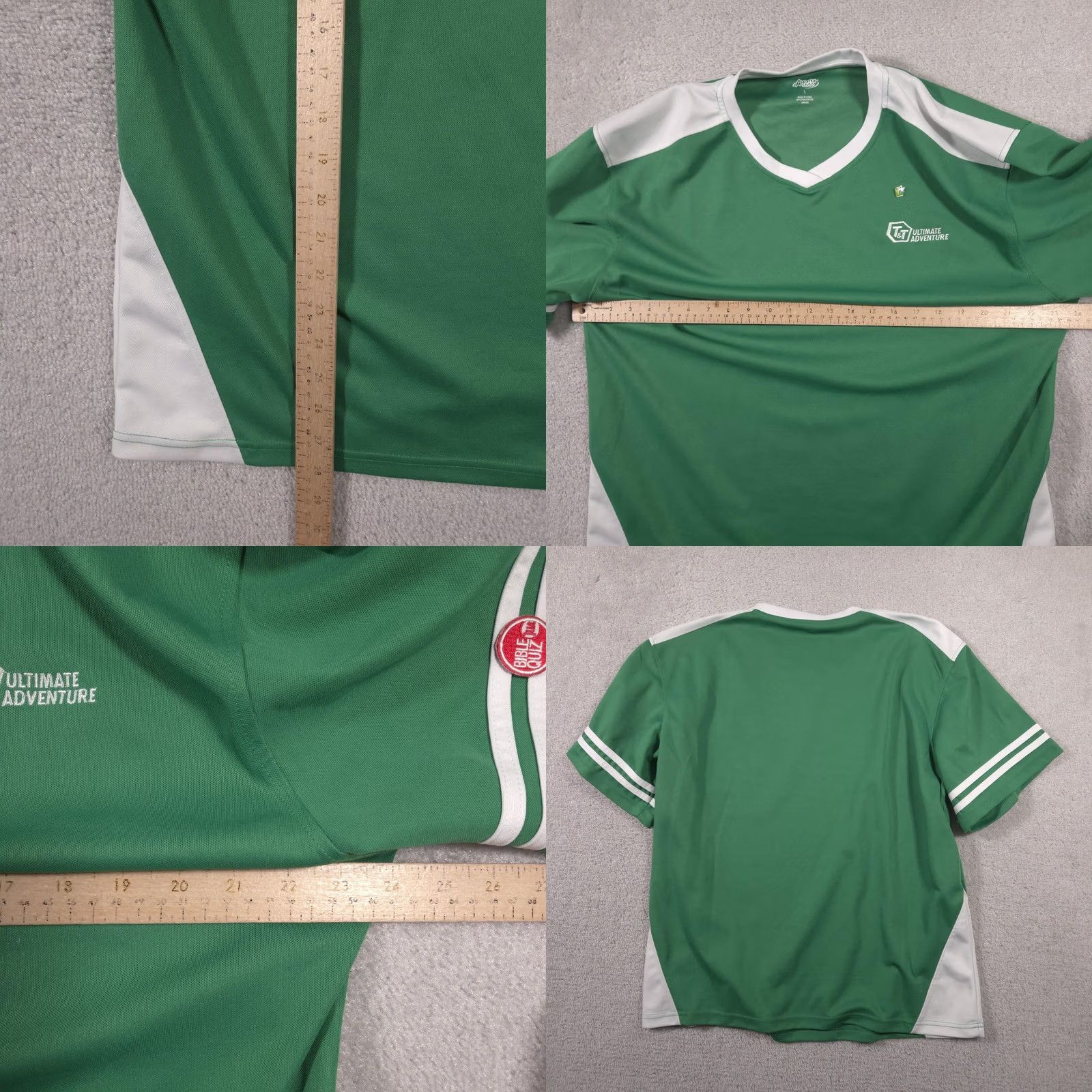 Vintage VINTAGE Awana Clubs Shirt Mens Large Green White T&T Ultimate Adventure Bible Quiz Size US L / EU 52-54 / 3 - 8 Thumbnail