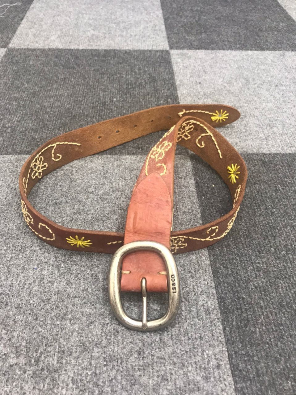 Levi's × Vintage Levis Leather Belt with Floral Stitch Size ONE SIZE - 1 Thumbnail