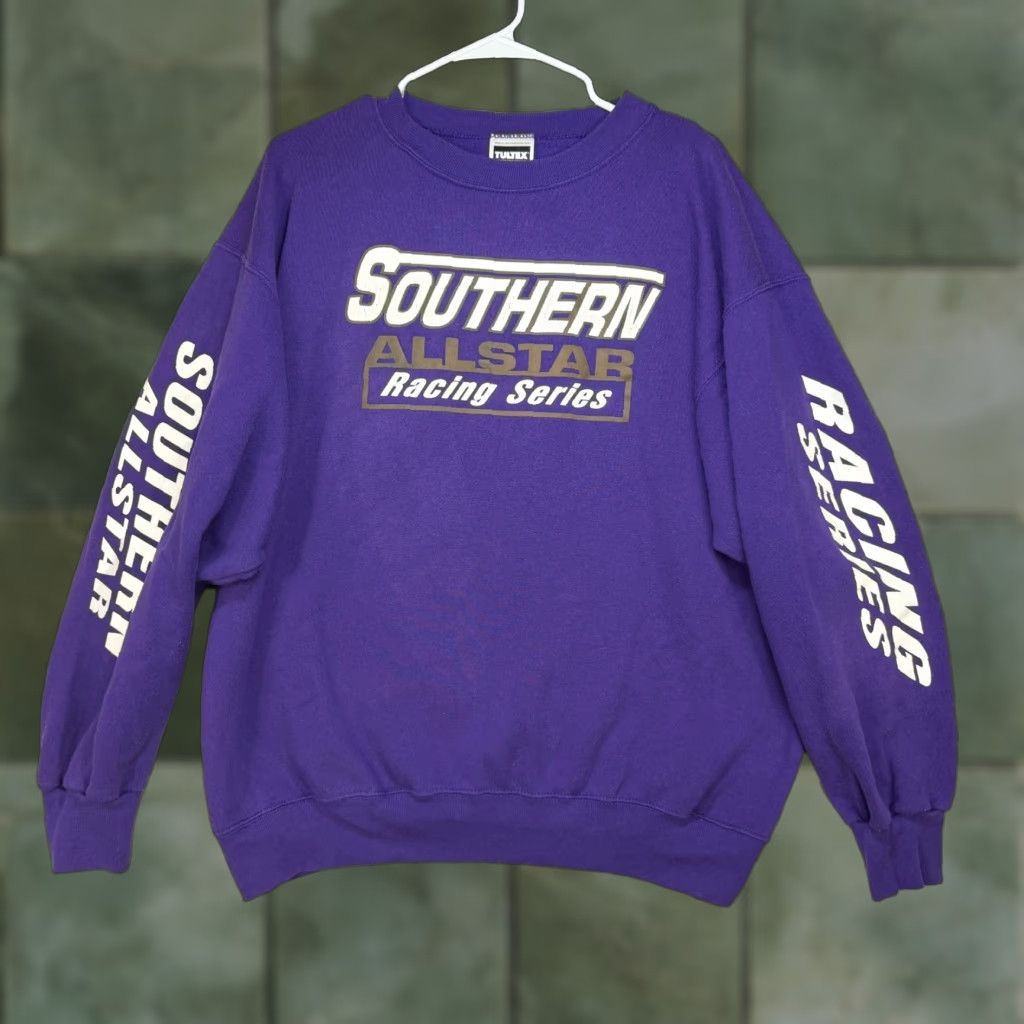 Tultex VTG 90s Southern All Star Racing Series Sweatshirt Men's XL Pullover Made In USA Purple Crew Neck Graphic Print Embroidered Logo Tultex Size US XL / EU 56 / 4 - 1 Thumbnail