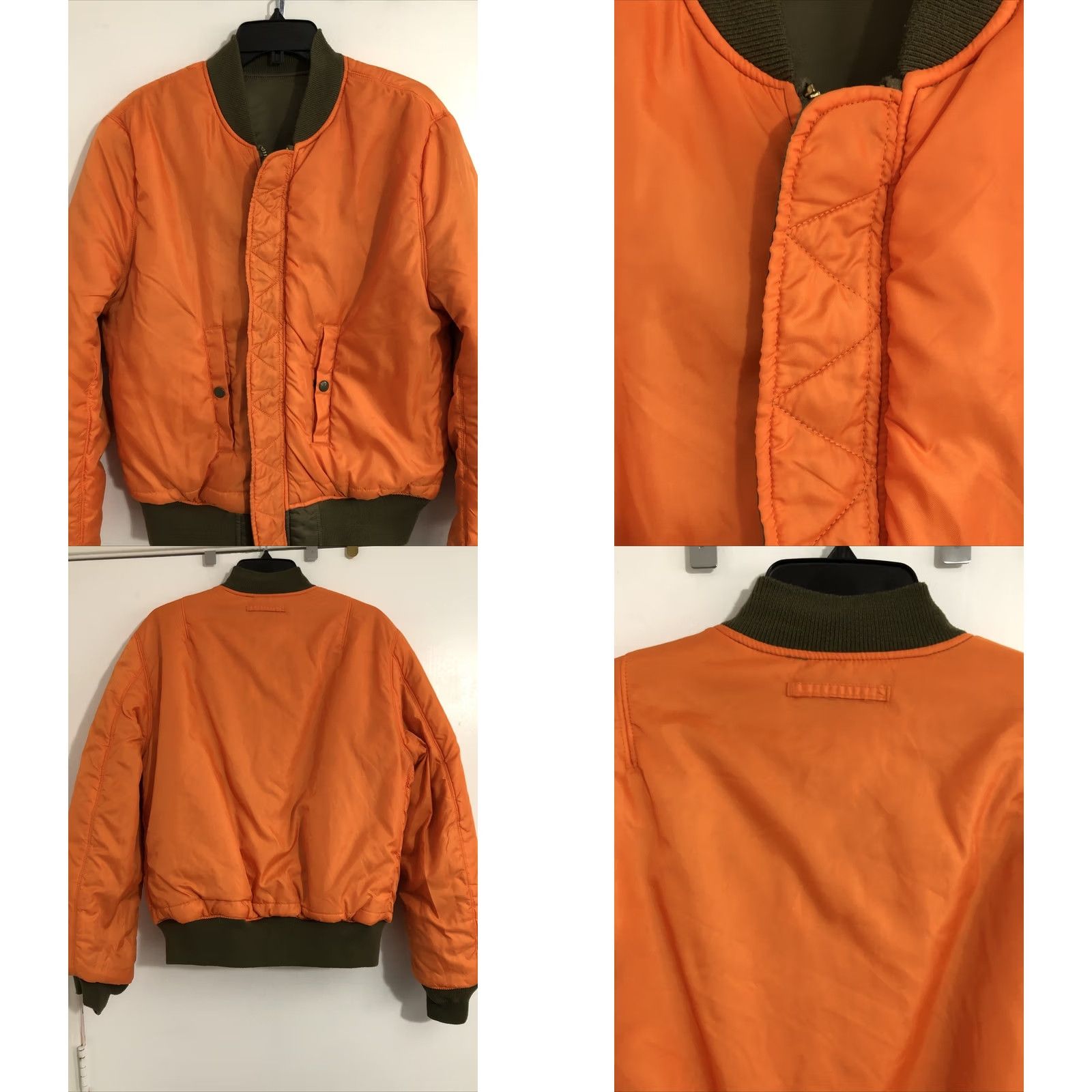 Alpha Industries VINTAGE Alpha Industries MA-1 Bomber Jacket Mens L Green /Orange Flight Size US L / EU 52-54 / 3 - 10 Thumbnail