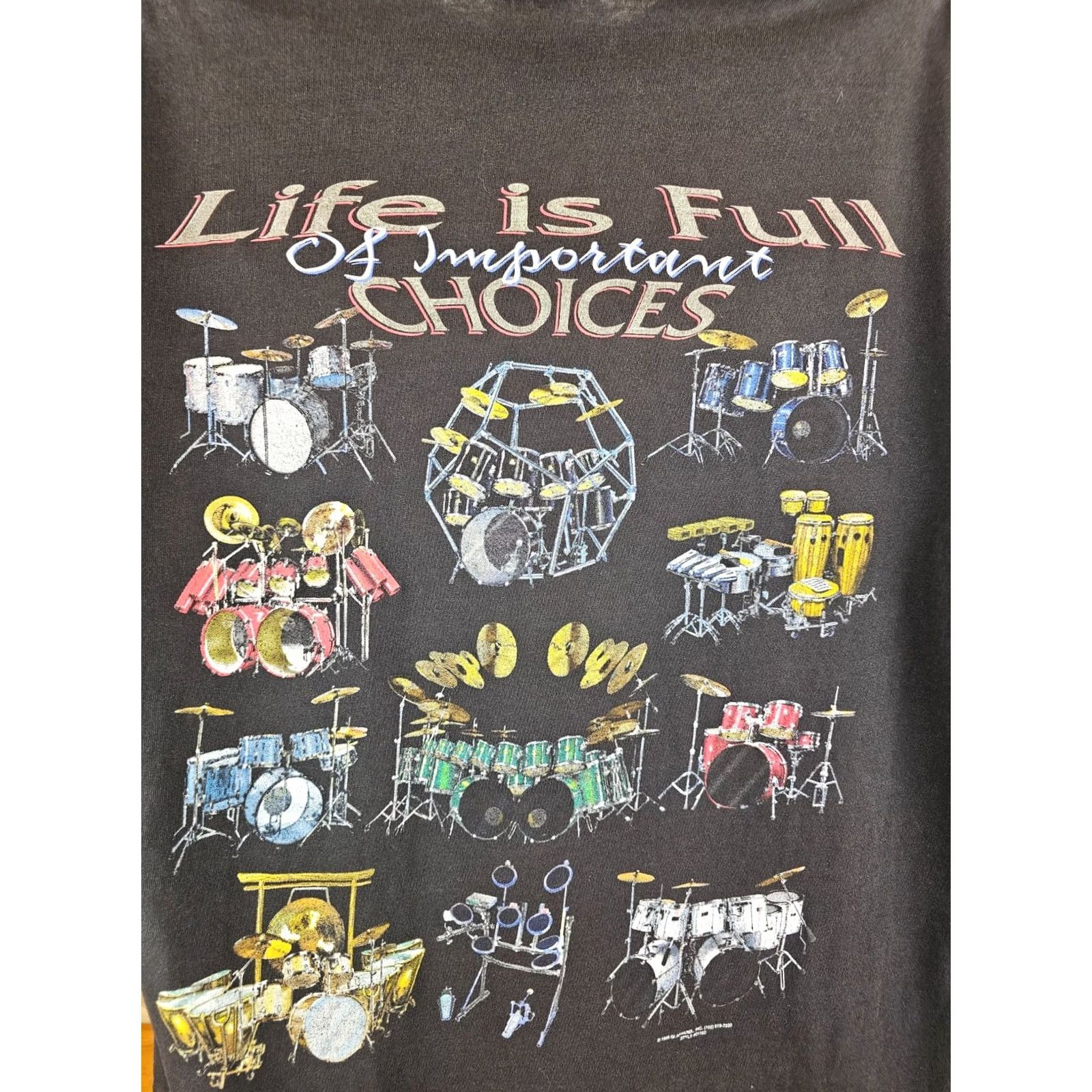 Delta VINTAGE LIFE IS FULL OF IMPORTANTS CHOICE DRUM BLACK SINGLE STITCH T-SHIRT L Size US L / EU 52-54 / 3 - 2 Thumbnail