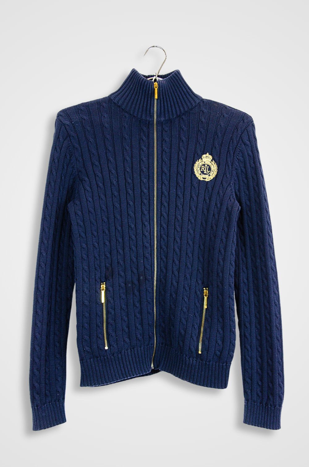 Lauren Ralph Lauren Lauren Ralph Lauren Cable Zip Sweater – Navy – Size M Size M / US 6-8 / IT 42-44 - 1 Thumbnail