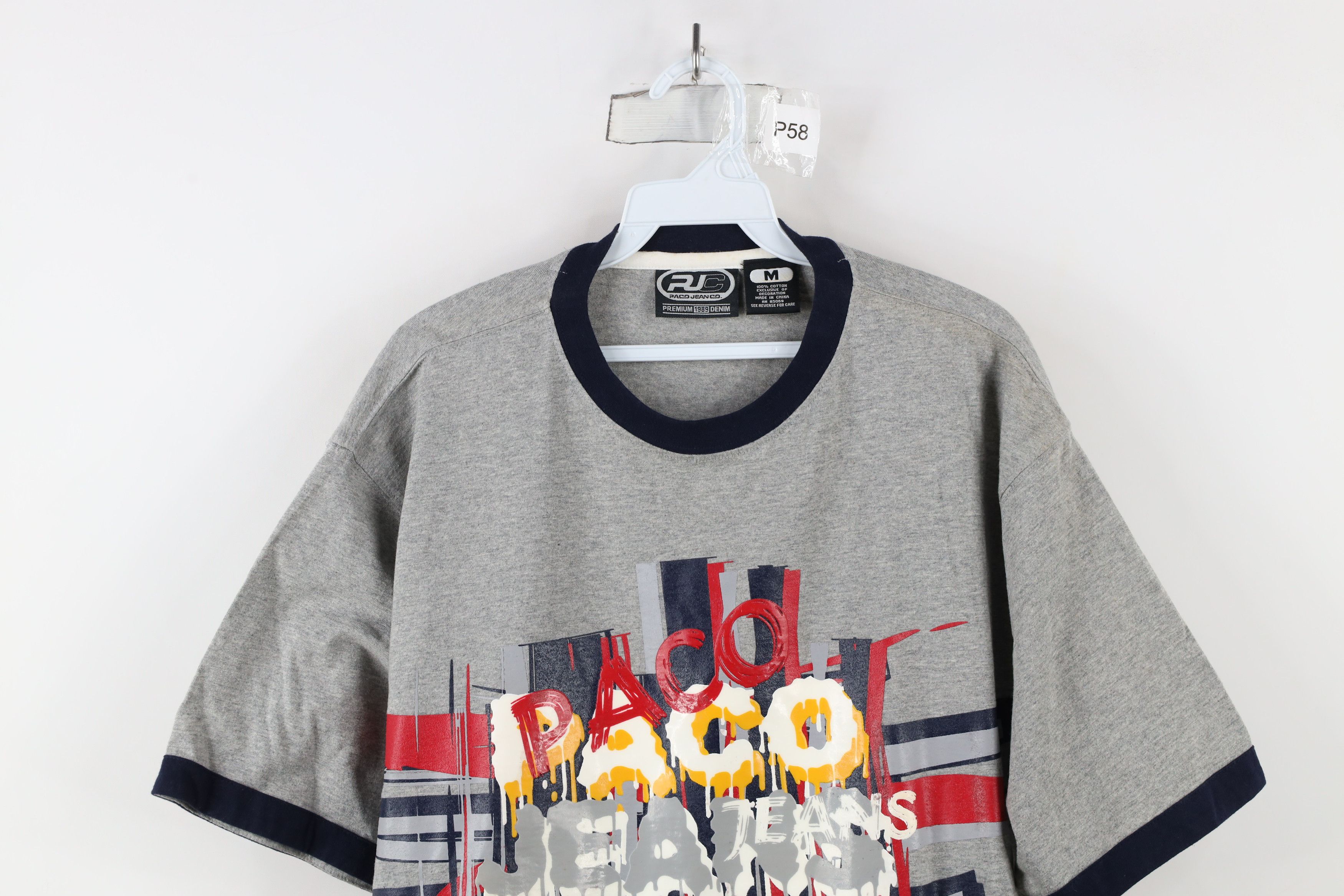 Vintage Vintage 90s Y2K Paco Jeans Paint Splatter Ringer T-Shirt Size US M / EU 48-50 / 2 - 2 Thumbnail