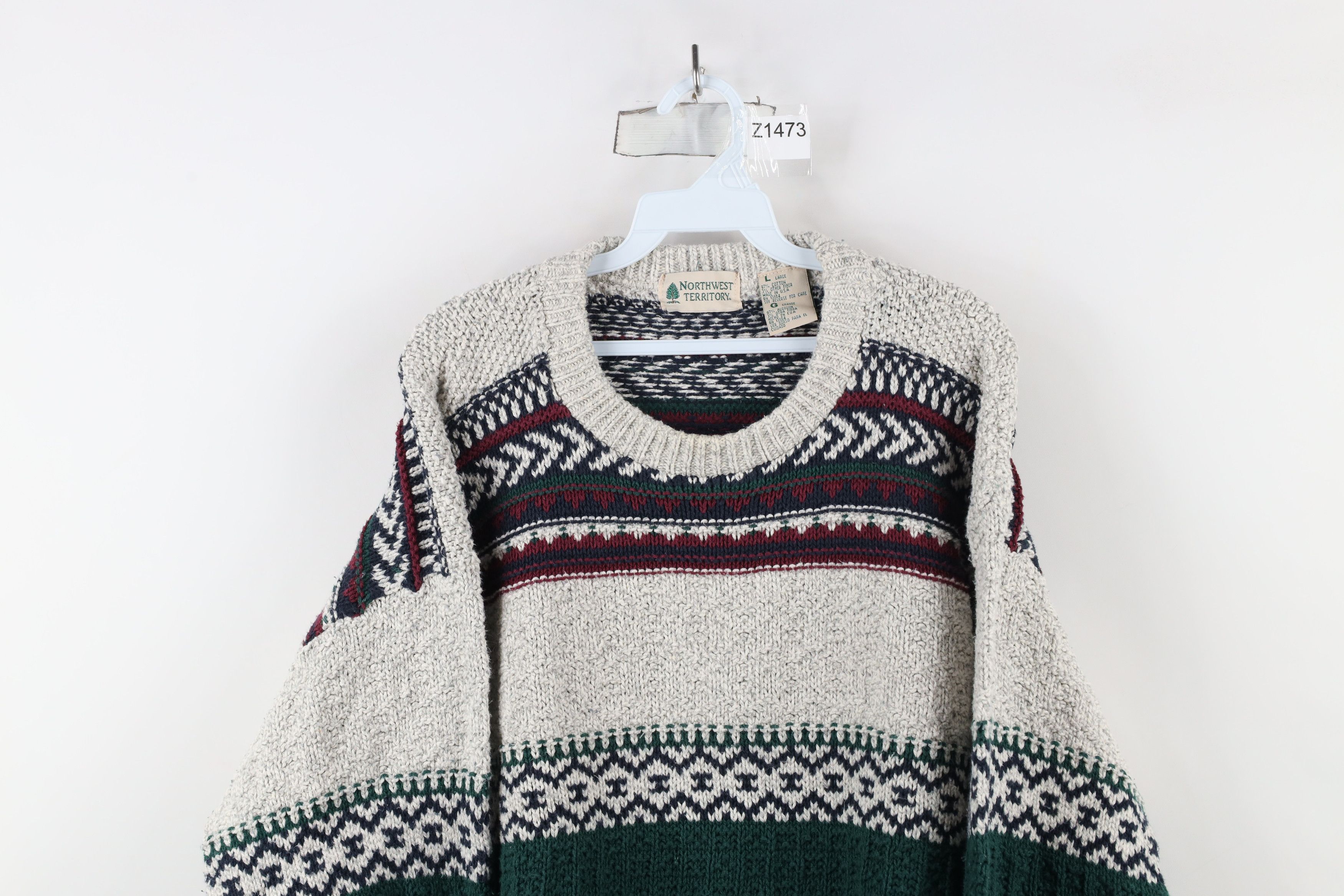 Vintage Vintage 90s Streetwear Heavy Fair Isle Knit Sweater USA Size US L / EU 52-54 / 3 - 2 Thumbnail