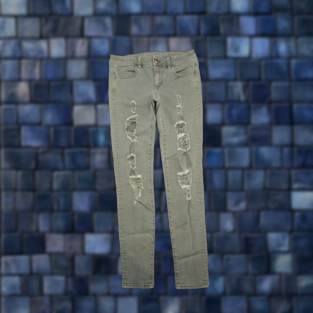 American Eagle Outfitters American Eagle Outfitters Jegging Jeans Women's 4 Green Olive Stretch Distressed 5-Pocket Denim Cotton Blend Regular Size Type: Regular Gender: Women Size 27" / US 4 / IT 40 - 1 Thumbnail
