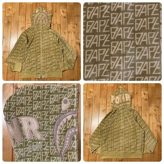 Bape BAPE Logo Monogram Velour Shark Full Zip Hoodie APE Size US S / EU 44-46 / 1 - 1 Thumbnail
