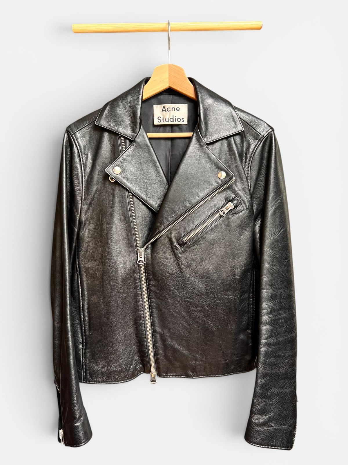 Acne Studios Acne Studios Gibson Black Calf Leather Biker Jacket Size 48 Size US M / EU 48-50 / 2 - 5 Thumbnail