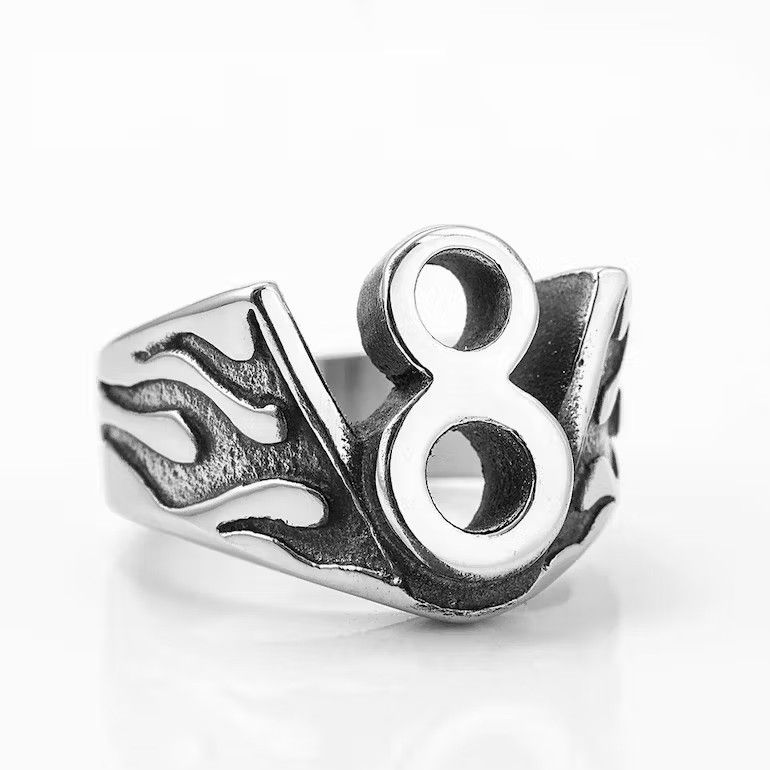 Japanese Brand × Jewelry × Vintage Cool Flaming Number 8 Ring Size ONE SIZE - 4 Thumbnail