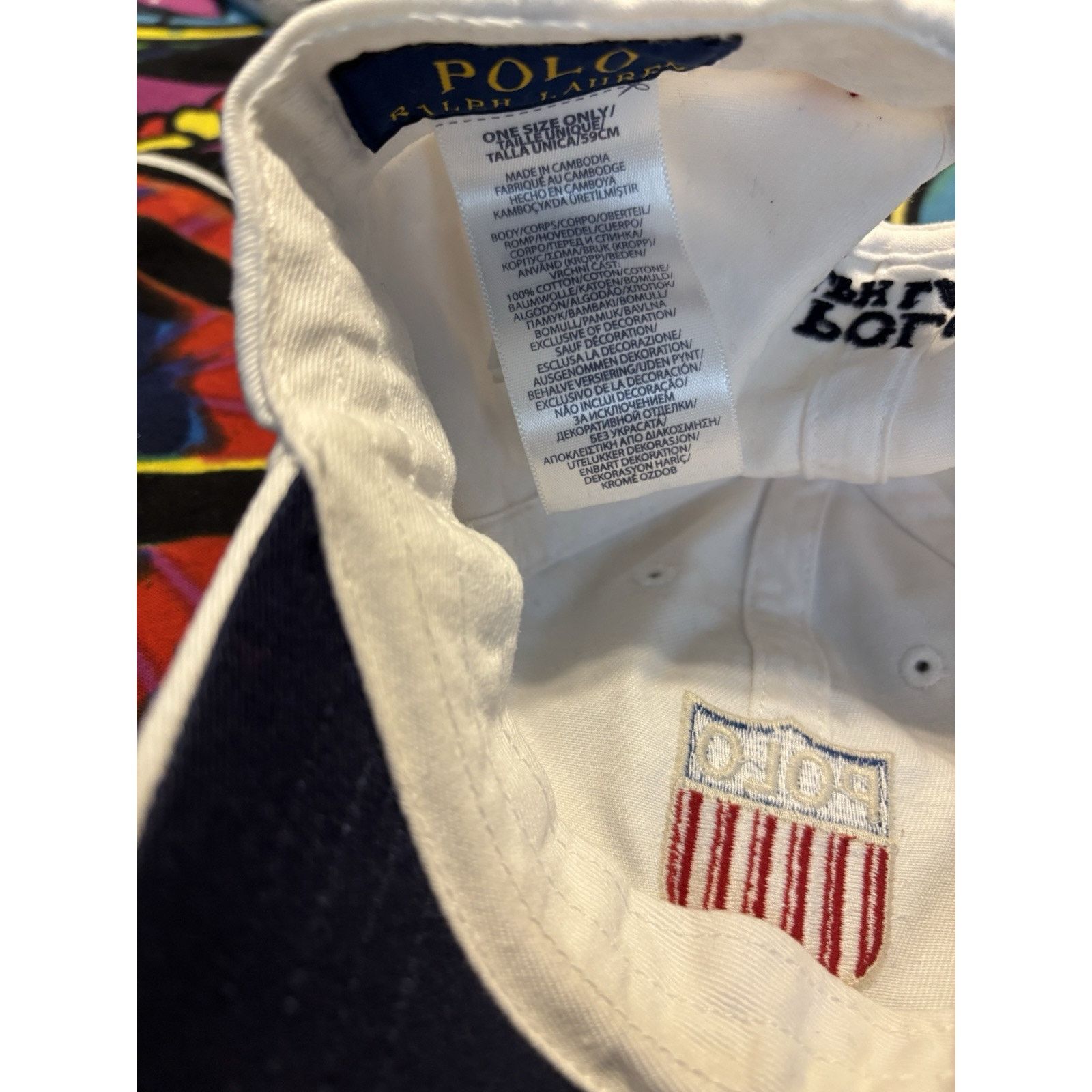Vintage Flawed white polo ralph lauren shield spellout hat dad hat Size ONE SIZE - 3 Thumbnail