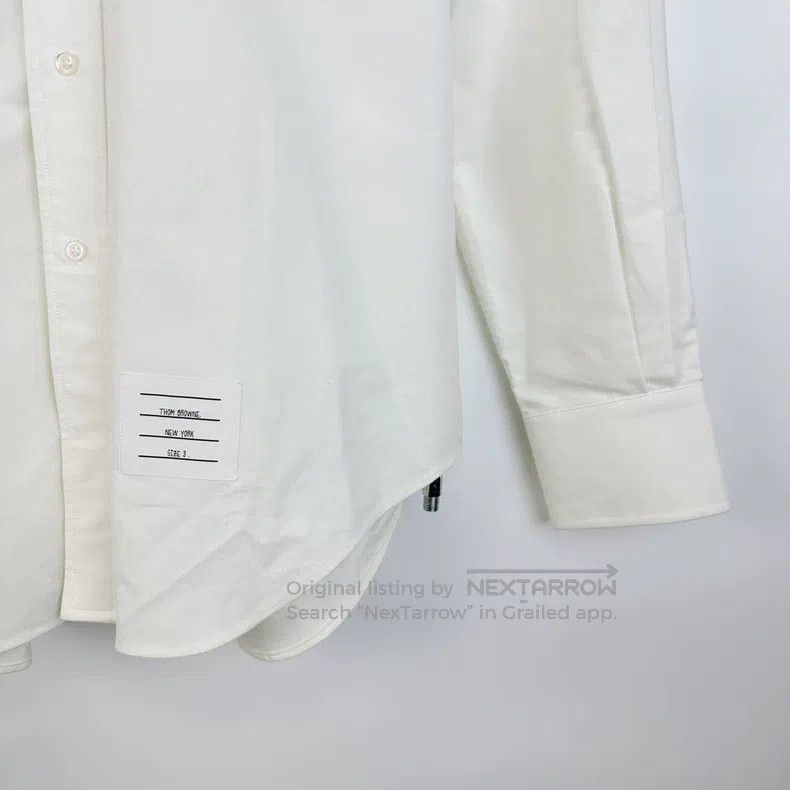 Thom Browne Thom Browne White classic double-sleeve striped shirt Size US L / EU 52-54 / 3 - 7 Thumbnail
