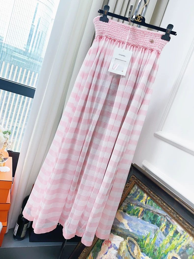 Chanel Chanel 24S Pink White Maxi Skirt - dmc Size US 38 / EU 54 - 1 Thumbnail