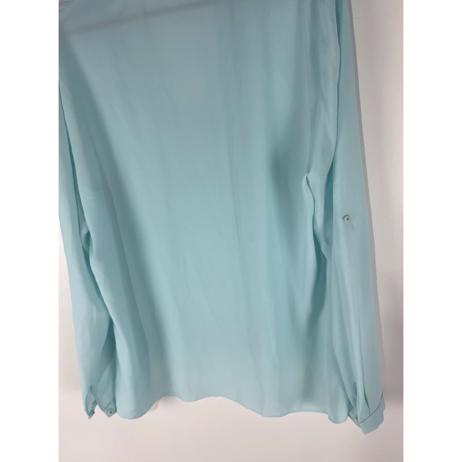 Vintage Tahari Teal Sheer Hi-Lo Roll Tab Sleeves Blouse Womens Size XL Size XL / US 12-14 / IT 48-50 - 6 Thumbnail