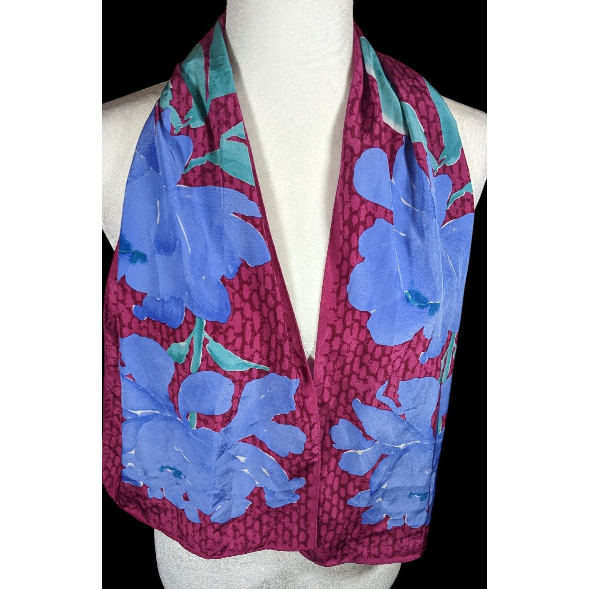 Other Vintage 70s Veresa By Vera Magenta And Periwinkle Floral Sca Size ONE SIZE - 3 Thumbnail